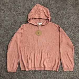 Honey Punch Peach Coral Knit Star Hoodie